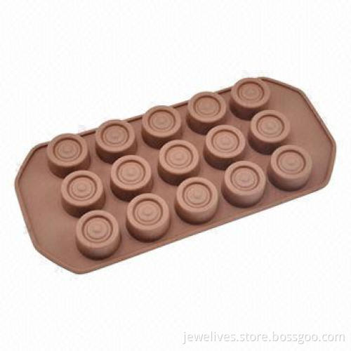 Dimpled round silicone ice cube makers with 15 cavity